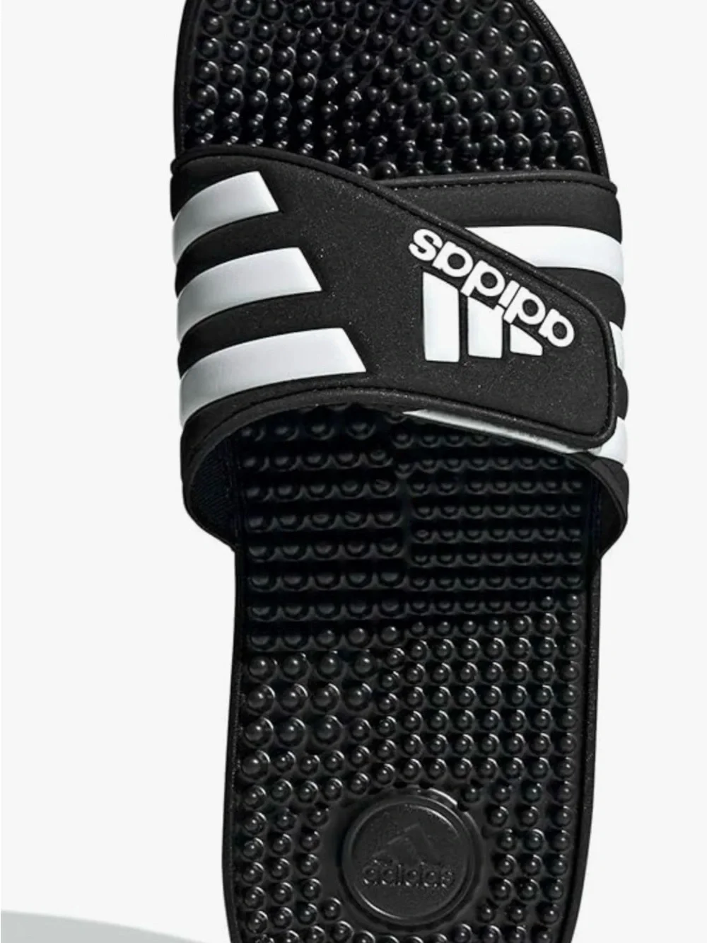adidas Black and White Adissage Adjustable Slide Sandal